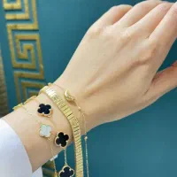 دستبند طلا 18 عیار ونکلیف پنج گل دستبند 6.18 گرم