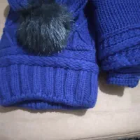کلاه و شال آبی و شال بافت