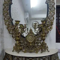 ست آیینه وشمعدان برنز اصل و سنگین|آینه|کاشان, فین کوچک|دیوار