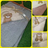 اقساطی۱۸ماهه+پتو دورپیچ نوزادی بافت مینل/سایز بزرگ