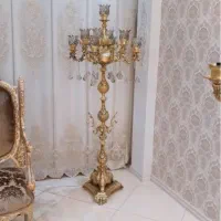 اباژور کنار سالنی برنجی پنج شعله دوبل ۱۱ شعله میشه|چراغ خواب و آباژور|مشهد, هنرور|دیوار