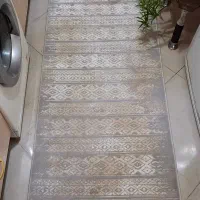 کناره فرش برشی مدرن طوسی و کرم