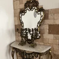 میز کنسول و اینه شمعدان برنزی