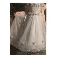 پیراهن مجلسی دخترونه طوسی مادر و دختر