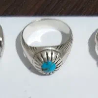 انگشتر نقره دست دلبر فیروزه و جزع