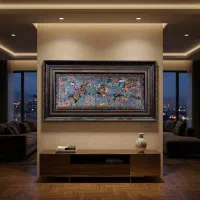 تابلوفرش دستبافت تمام ابریشم طرح شکارگاه (۷۰×۱۲۰)