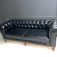 مبل چستر چرم مشکی ۳نفره|مبلمان خانگی و میز عسلی|ساری, |دیوار