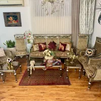 مبل ۹ نفره استیل سلطنتی قلم کاری ( نو )