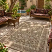 دو تخته فرش۶ متری کرم شنل مناسب باغ ویلا کارگاه