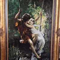 تابلو فرش دختر تاب باز