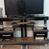 میزتلویزیون  چوب و شیشه برای خونه باغ