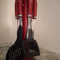 سرویس کفکیرملاقه 6تیکه اصلی جنس سیلکونی دسته استیل