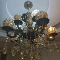 لوستر برنجی پنج شاخه ده لامپه