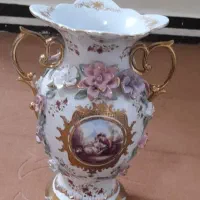 یک جفت گلدان گل برجسته سفید طرح لیلی و مجنون