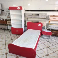 سرویس تخت و خواب یک نفره همراه کتابخانه و پاتختی