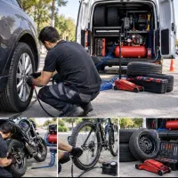 پنچرگیری سیار لاستیک ماشین-موتور-دوچرخه در محل
