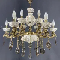 لوستر ارامیس سرامیکی ۱۰شعله گل برجسته به شرط برنج