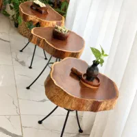 ست سه عددی میز عسلی چوب طبیعی دست ساز ،خاص وتک