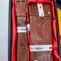 ست کیف دستی  و کمربند چرم مردانه