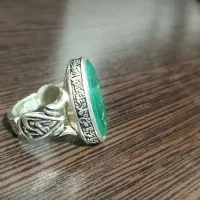 انگشتر عقیق سبز با رکاب دست ساز