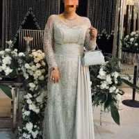 لباس مجلسی فول منجق و مروارید طرح سلطنتی داماس