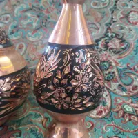 گلدان و قندان مسی  حکاکی  الماس تراش|صنایع دستی و سایر لوازم تزئینی|اصفهان, ارغوانیه|دیوار