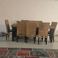 میز ناهارخوری حصیری ۸ نفره|میز و صندلی غذاخوری|شیراز, شهرک نیایش|دیوار