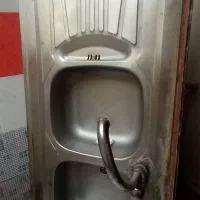 سینک ظرفشویی دو لگنه روکار بهمراه شیر اهرمی