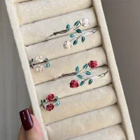 ست بنگل و انگشتر گل رز