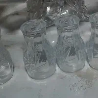 شش عدد نمکدان کریستال طرح خورشید و عدد جا سسی