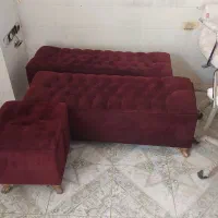 دو عدد پاف دونفره و دوعدد تک نفره  مخمل کمد دار
