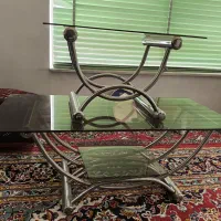 میز عسلی استیل و شیشه