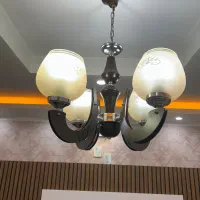 لوستر ۴شاخه چوب و فلزی یک جفت .۲لوستر