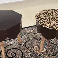 میز عسلی مدرن ۲ عددی - پایه چوبی - شیک و خاص