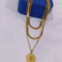 گردنبند زیبای ۳ لاین استیل ورنگ ثابت