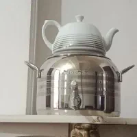 کتری وقوری بدنه استیل وکف چدن