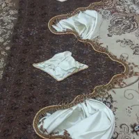 کتیبه پرده ب رنگ  قهوه ای و کرم