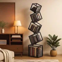 طراحی و ساخت کتابخانه شلف دکوری مدرن روستیک|کتابخانه، شلف، قفسههای دیواری|تهران, جردن|دیوار