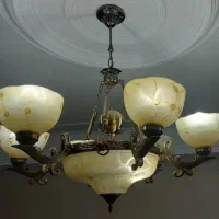 دو عددلوستر کاسه ایی برنز قدیمی همراه دیوار کوب