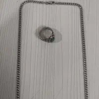 زنجیر کارتیر نقره انگشتر زمرد