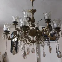 لوستر ۶ شاخه ۱۲ شعله برنجی