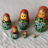 ست ۶ تکه عروسک ماتروشکا چوبی طرح گل