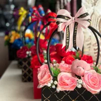 باکس گل مصنوعی(روبانی)ولنتاین