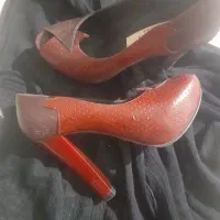 کفش چرم خارجی  زرشکی زنانه