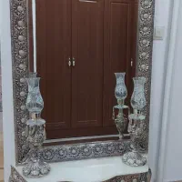 آینه شمعدان برنجی آبکاری قلع(رنگ ثابت)