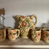 پارچ و لیوان قدیمی سفالی