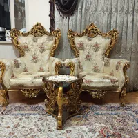 مبل استیل سلطنتی  طلاکوب همراه بامیز ودوعسلی