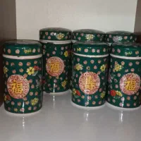 بانکه های چینی ۶ تایی با ۲ قندان بزرگ