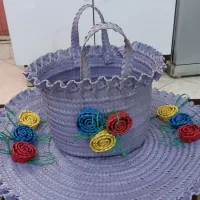 سبد وسفره یا رومیزی حصیری قدیمی