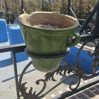 60 عدد گلدان سفالی لعابی سبز